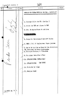 TV Tupi [emissora]. Ultra Notícias [programa]. Roteiro [televisivo], 14 jun. 1967.