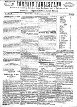 Correio paulistano [jornal], [s/n]. São Paulo-SP, 09 nov. 1876.