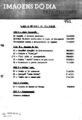 TV Tupi [emissora]. Diário de São Paulo na T.V. [programa]. Roteiro [televisivo], 07 abr. 1959.