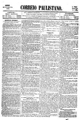 Correio paulistano [jornal], [s/n]. São Paulo-SP, 26 abr. 1856.