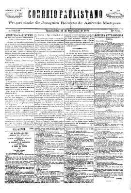 Correio paulistano [jornal], [s/n]. São Paulo-SP, 13 dez. 1877.