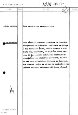 TV Tupi [emissora]. Ultra Notícias [programa]. Roteiro [televisivo], 17 fev. 1969 [versão 2].