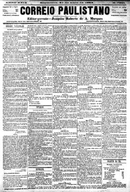 Correio paulistano [jornal], [s/n]. São Paulo-SP, 27 abr. 1883.