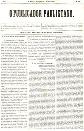O Publicador paulistano [jornal], n. 103. São Paulo-SP, 03 set. 1858.