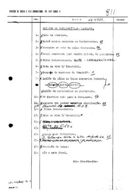 TV Tupi [emissora]. Ultra Notícias [programa]. Roteiro [televisivo], 14 out. 1969.