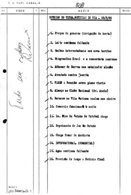 TV Tupi [emissora]. Ultra Notícias [programa]. Roteiro [televisivo], 23 mar. 1966.