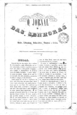 O Jornal das senhoras [jornal], t. 1, [s/n]. Rio de Janeiro-RJ, 11 jan. 1852.