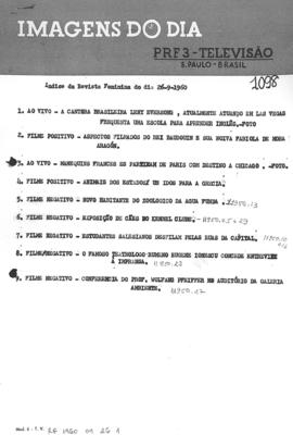 TV Tupi [emissora]. Revista Feminina [programa]. Roteiro [televisivo], 26 set. 1960.