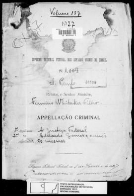 Processo... [apelação criminal], nª 1009/1927. [São Paulo-SP?], 1927. v. 157