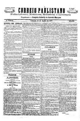 Correio paulistano [jornal], [s/n]. São Paulo-SP, 11 ago. 1877.