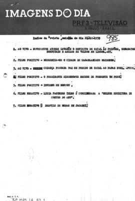 TV Tupi [emissora]. Revista Feminina [programa]. Roteiro [televisivo], 24 dez. 1959.