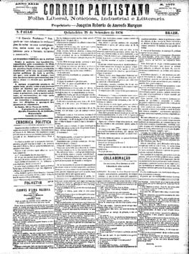 Correio paulistano [jornal], [s/n]. São Paulo-SP, 28 set. 1876.