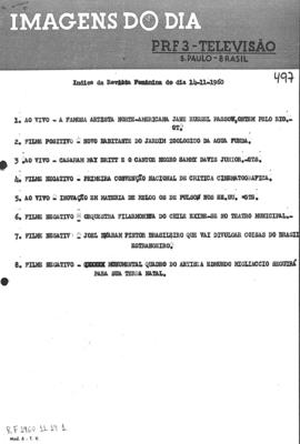 TV Tupi [emissora]. Revista Feminina [programa]. Roteiro [televisivo], 14 nov. 1960.