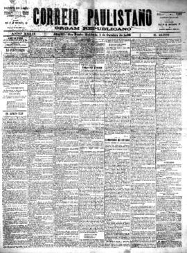 Correio paulistano [jornal], [s/n]. São Paulo-SP, 01 out. 1892.