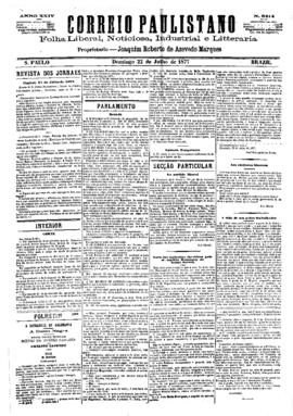 Correio paulistano [jornal], [s/n]. São Paulo-SP, 22 jul. 1877.