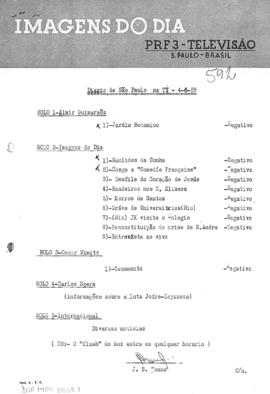 TV Tupi [emissora]. Diário de São Paulo na T.V. [programa]. Roteiro [televisivo], 04 jun. 1959.