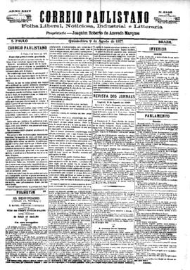 Correio paulistano [jornal], [s/n]. São Paulo-SP, 09 ago. 1877.