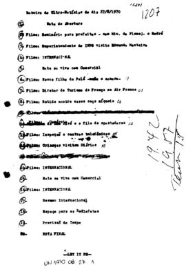 TV Tupi [emissora]. Ultra Notícias [programa]. Roteiro [televisivo], 27 ago. 1970.