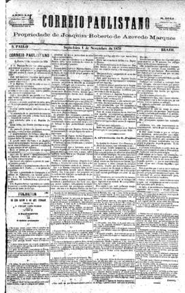 Correio paulistano [jornal], [s/n]. São Paulo-SP, 01 nov. 1878.