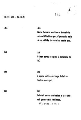 TV Tupi [emissora]. Meio Dia [programa]. Roteiro [televisivo], 15 dez. 1978.