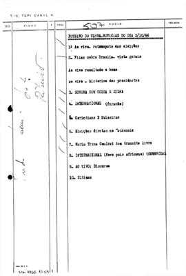 TV Tupi [emissora]. Ultra Notícias [programa]. Roteiro [televisivo], 03 out. 1966.