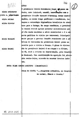 TV Tupi [emissora]. Jornal de Domingo [programa]. Roteiro [televisivo], 25 abr. 1976.