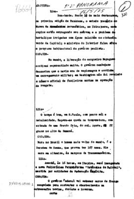 TV Tupi [emissora]. Jornal Panorama [programa]. Roteiro [televisivo], 16 mai. 1975.