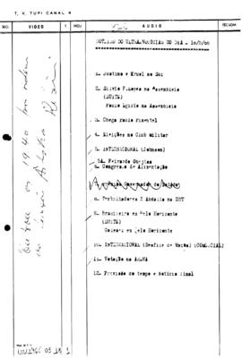 TV Tupi [emissora]. Ultra Notícias [programa]. Roteiro [televisivo], 18 mai. 1966.