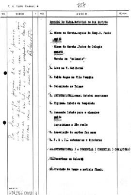 TV Tupi [emissora]. Ultra Notícias [programa]. Roteiro [televisivo], 19 mar. 1966.