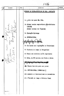 TV Tupi [emissora]. Ultra Notícias [programa]. Roteiro [televisivo], 28 dez. 1965.