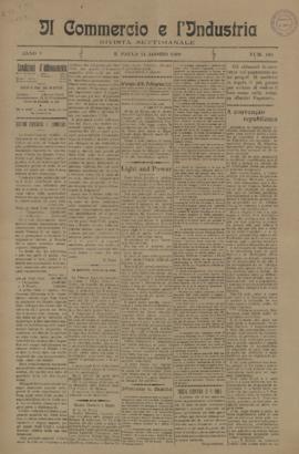 Il Commercio e l' industria [jornal], a. 5, n. 183. São Paulo-SP, 21 ago. 1909.