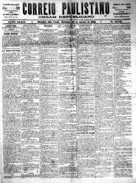 Correio paulistano [jornal], [s/n]. São Paulo-SP, 20 ago. 1892.