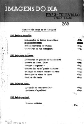 TV Tupi [emissora]. Diário de São Paulo na T.V. [programa]. Roteiro [televisivo], 14 nov. 1959.