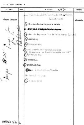 TV Tupi [emissora]. Ultra Notícias [programa]. Roteiro [televisivo], 20 jun. 1968.