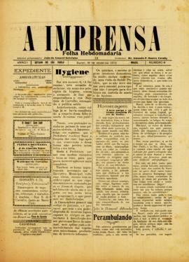 A Imprensa [jornal], a. 1, n. 9. Bauru-SP, 30 jun. 1912.
