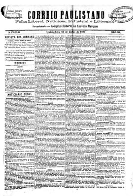 Correio paulistano [jornal], [s/n]. São Paulo-SP, 12 jul. 1877.