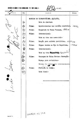 TV Tupi [emissora]. Ultra Notícias [programa]. Roteiro [televisivo], 24 dez. 1969.