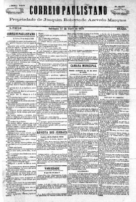 Correio paulistano [jornal], [s/n]. São Paulo-SP, 27 abr. 1878.