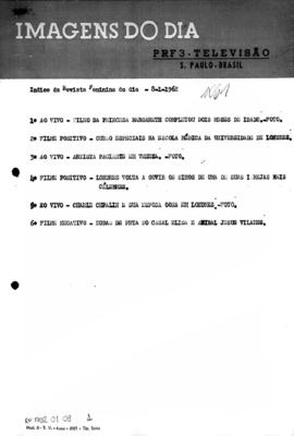 TV Tupi [emissora]. Revista Feminina [programa]. Roteiro [televisivo], 08 jan. 1962.