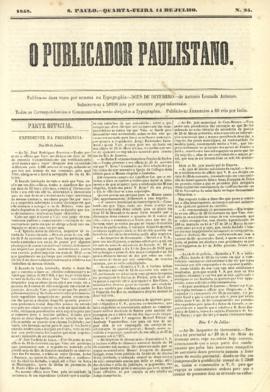 O Publicador paulistano [jornal], n. 95. São Paulo-SP, 14 jul. 1858.