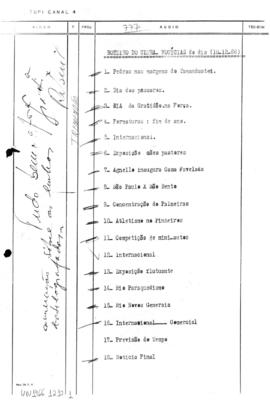 TV Tupi [emissora]. Ultra Notícias [programa]. Roteiro [televisivo], 10 dez. 1966.