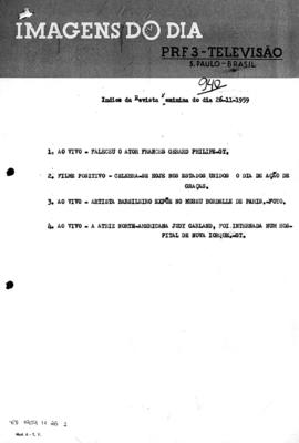 TV Tupi [emissora]. Revista Feminina [programa]. Roteiro [televisivo], 26 nov. 1959.
