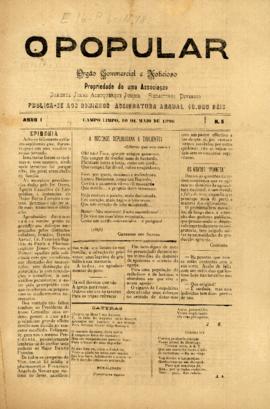 O Popular [jornal], a. 1, n. 5. Campo Limpo Paulista-SP, 10 mai. 1896.