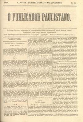 O Publicador paulistano [jornal], n. 29. São Paulo-SP, 11 nov. 1857.