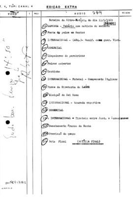 TV Tupi [emissora]. Ultra Notícias [programa]. Roteiro [televisivo], 11 jan. 1969.