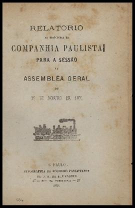 Relatório…, [nº 004], 2º sem. 1870. Criador(a): Companhia Paulista de Estradas de Ferro. São Paul...