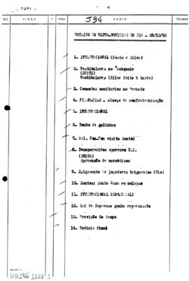 TV Tupi [emissora]. Ultra Notícias [programa]. Roteiro [televisivo], 28 dez. 1966.