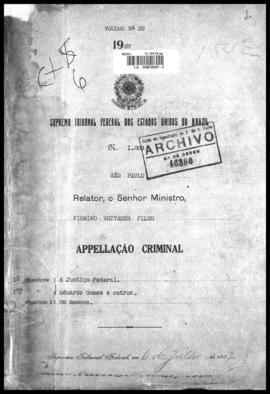 Processo... [apelação criminal], nª 1009/1927. [São Paulo-SP?], 1927. v. 22
