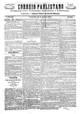 Correio paulistano [jornal], [s/n]. São Paulo-SP, 24 abr. 1877.