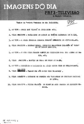TV Tupi [emissora]. Revista Feminina [programa]. Roteiro [televisivo], 03 nov. 1959.